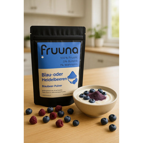 Blaue Power: gefriergetrocknete Schweizer Blau- oder Heidelbeeren als Pulver, 180g