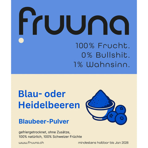 Blaue Power: gefriergetrocknete Schweizer Blau- oder Heidelbeeren als Pulver, 180g