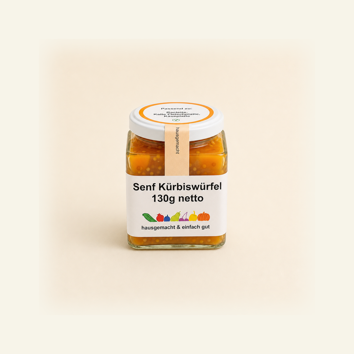 Senf Kürbiswürfel