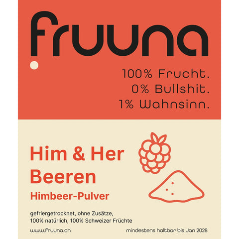 Him- & Her-Beeren: gefriergetrocknete Schweizer Himbeeren als Pulver, 190g