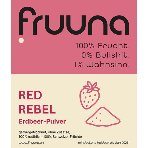 Rote Rebellen: gefriergetrocknete Schweizer Erdbeeren als Pulver, 200g
